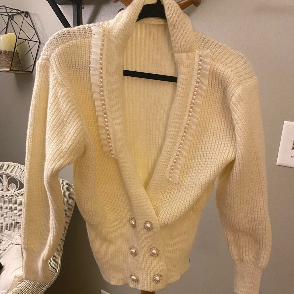 Ivory Button Down Sweater